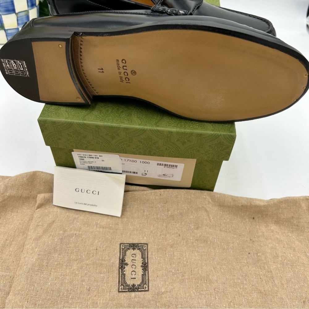 Men’s Gucci interlocking GG leather loafers size 11 made in Italy - Picture 12 of 13